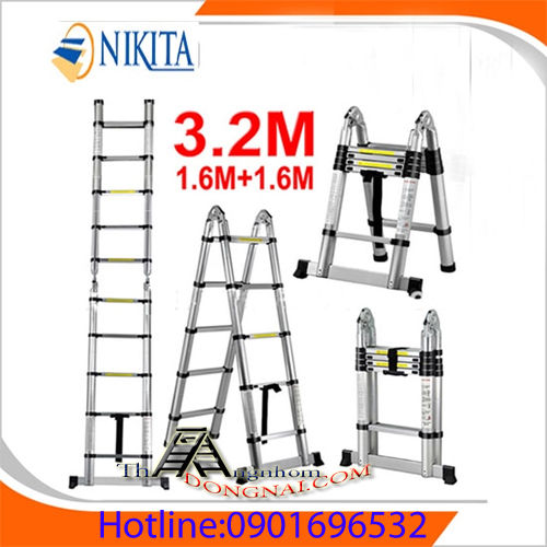  Thang Nhôm Rút Chữ A Nikita NKT-AI32 ( 1.6m -3.2m )