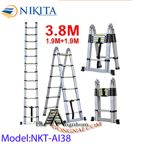  Thang Nhôm Rút Chữ A Nikita NKT-AI38 ( 1.9m -3.8m )