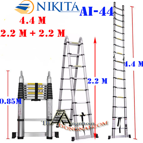  Thang Nhôm Rút Chữ A Nikita NKT-AI44 ( 2.2m -4.4m )